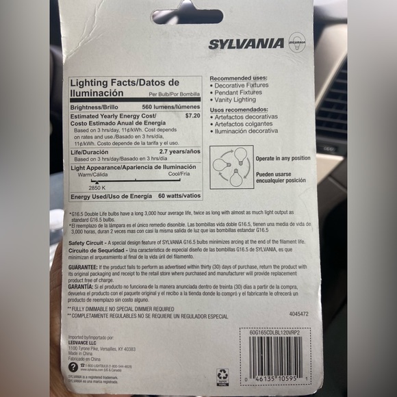 Bundle of 10 Sylvania 60w Double life clear Bulbs - Picture 4 of 4